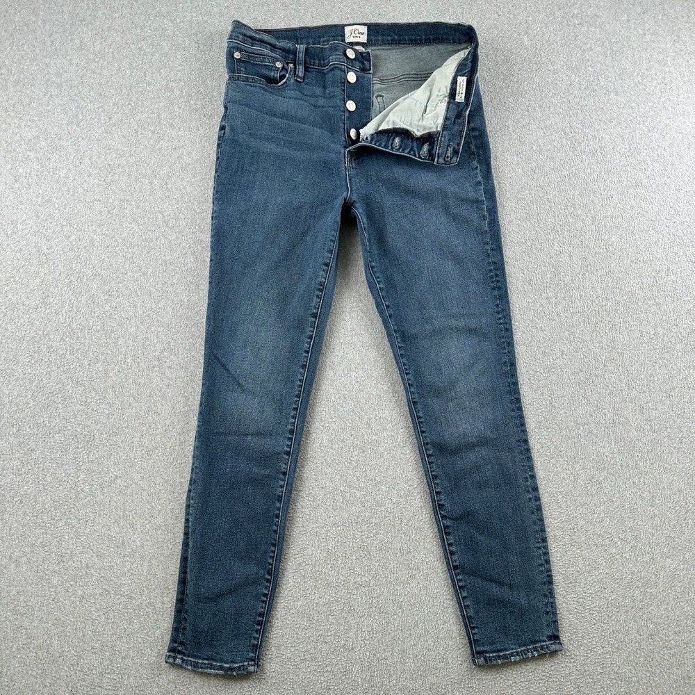 J.Crew Jeans Womens 30 10" High-Rise Toothpick Blue Button Fly Skinny Denim